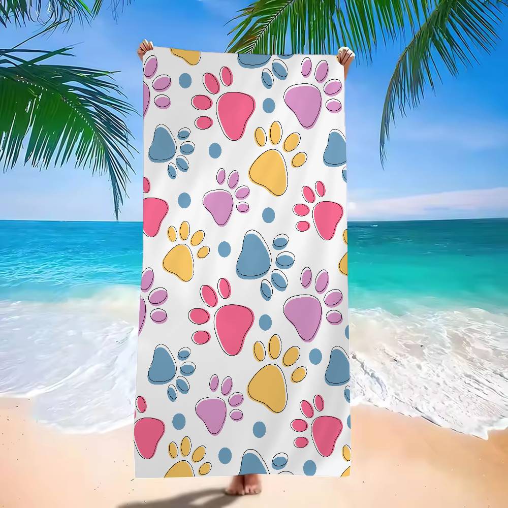 Animal Paw Print Microfiber Beach Towel Absorbent Quick Dry Soft Yoga Swimming Resort Mountain Climbing Towel