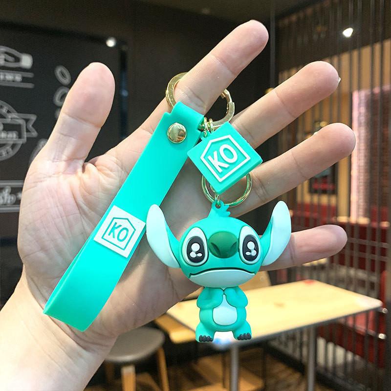Очаровательный мультяшный брелок Стич, мягкий силиконовый шарм для сумки для пар, желтый зелёный