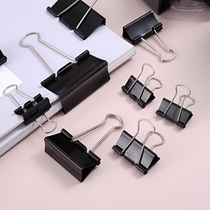 12-Pack Black Iron Office Document Clips, 1.6-Inch Large Capacity Paper Clips for Office Supplies, Assorted Sizes 2.01", 1.61", 1.26"