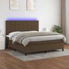 Box Spring Bed with Mattress & LED Dark Brown 160x200 cm Fabric
