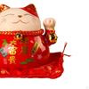 Chinese Style Cat Money Bank, Decorative, Collection, Home Decor, Figurines with Bell Crafts Display