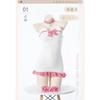 Fun Christmas Plush Backless Maid Dress Bear Nightdress, Sexy Plaid Lace Bow Pajamas Hip Skirt