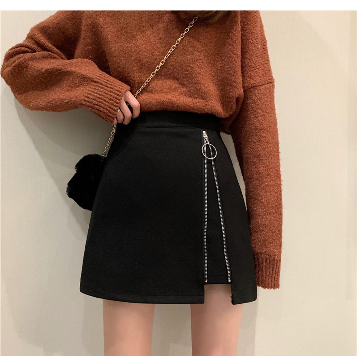 

Юбка А-силуэта из черной шерсти с высокой посадкой для миниатюрных женщин, Осень/Зима 2024 XS чёрный