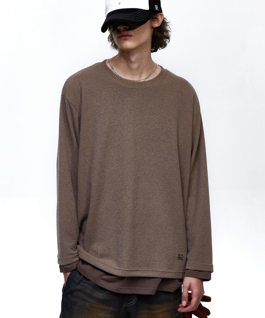Aleseueseussi Layered Crew Neck Knit - Brown