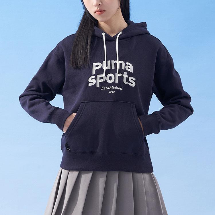 Puma Sports Lifestyle Series Letter Print Casual Hoodie Women Hoodies Navy 625306-16