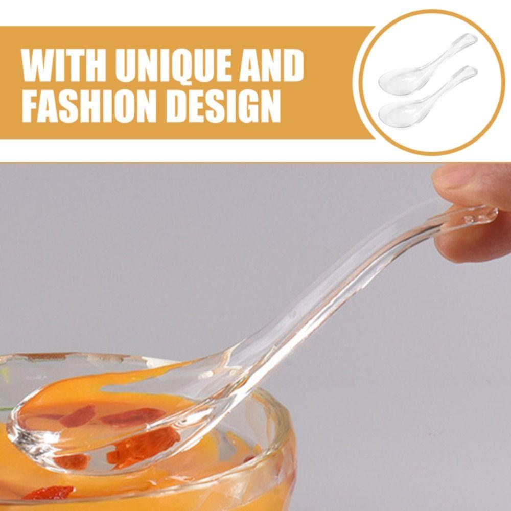 Exquisite Crystal Glass Spoon Transparent Dessert Teaspoons Serving Spoons Restaurant