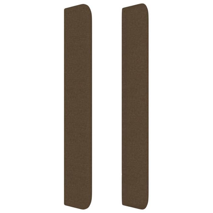 Tête de lit - Avec oreilles - Marron foncé - 147x16x118/128 cm - Tissu polyester, pieds bois, hauteur réglable