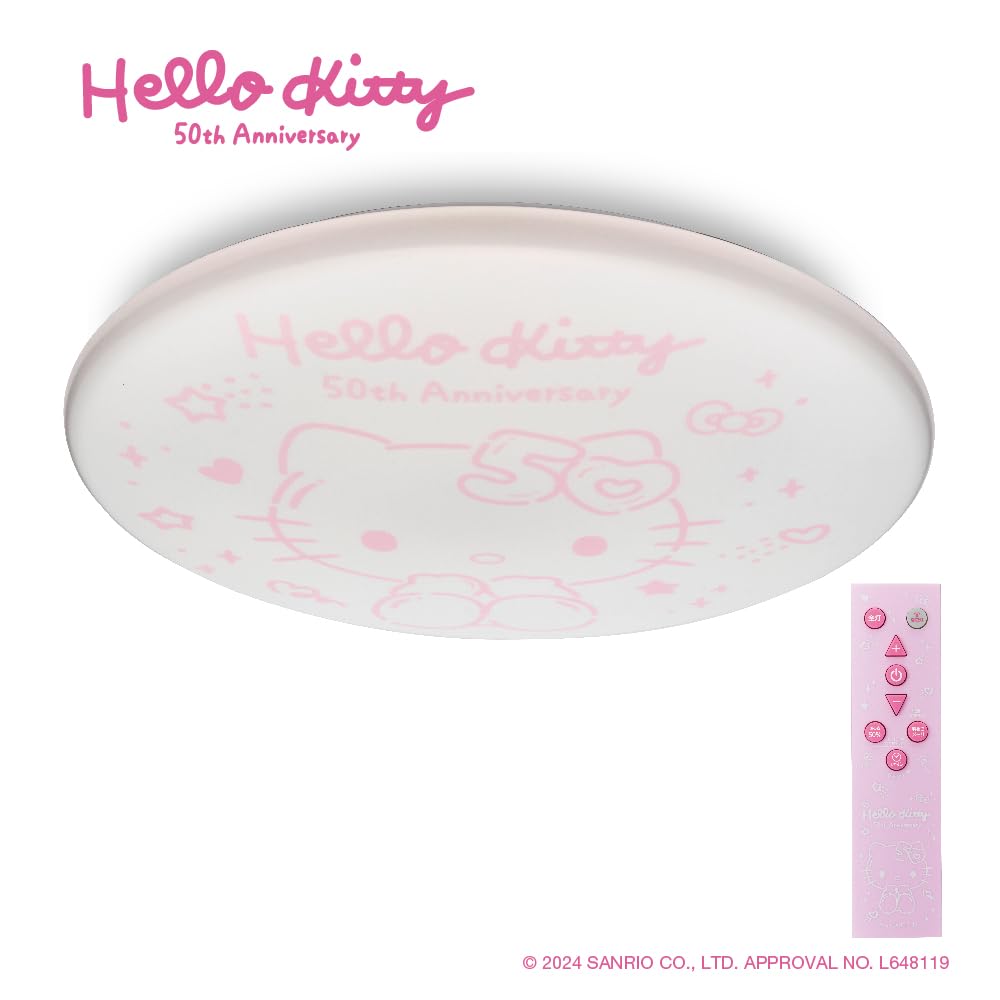 Doshisha LED Ceiling Light, Hello Kitty 50th Anniversary, 6-tatami mat size, dimmable model, 11 levels, 5-year warranty, remote control included