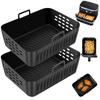 2 Pcs Air Fryer Silicone Tray Double Stack Air Fryer Liner Reusable Baking Basket with Handle Silicone Baking Trays for Kitchen