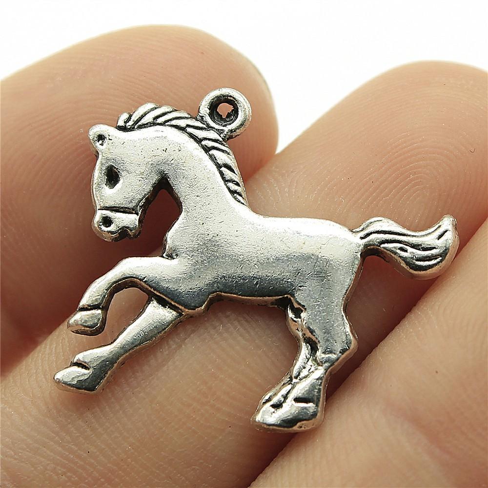 20pcs Running Horse Charms For Jewelry Making Tibetan Bronze Silver Color Pendants Antique Jewelry Making DIY Handmade Craft