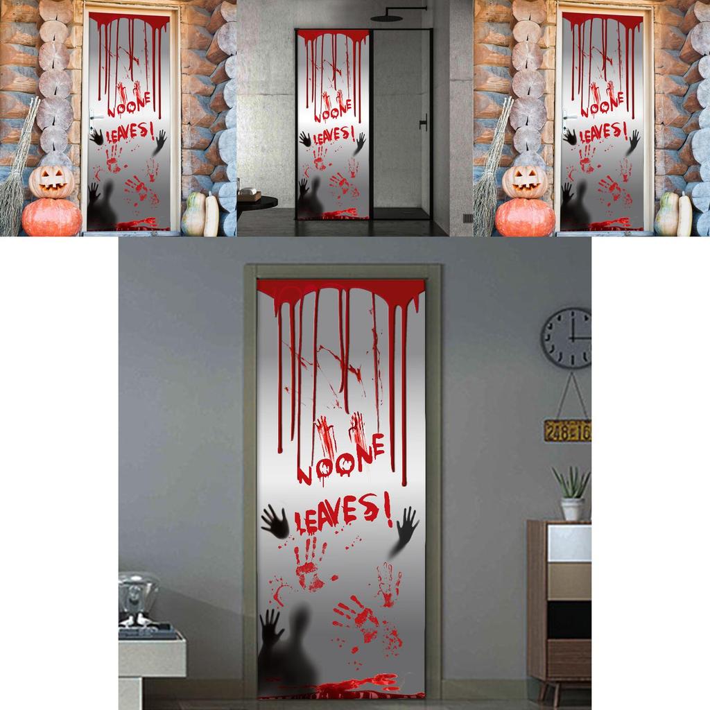 Spooktacular Halloween Decoration Blood Handprint Door Sticker For Ghostly Home Setup