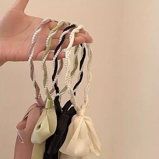Women Headband Detachable Detachable Ribbon Bow Anti-Slip Thin Edges Hair Hoop Daily Wear Hair