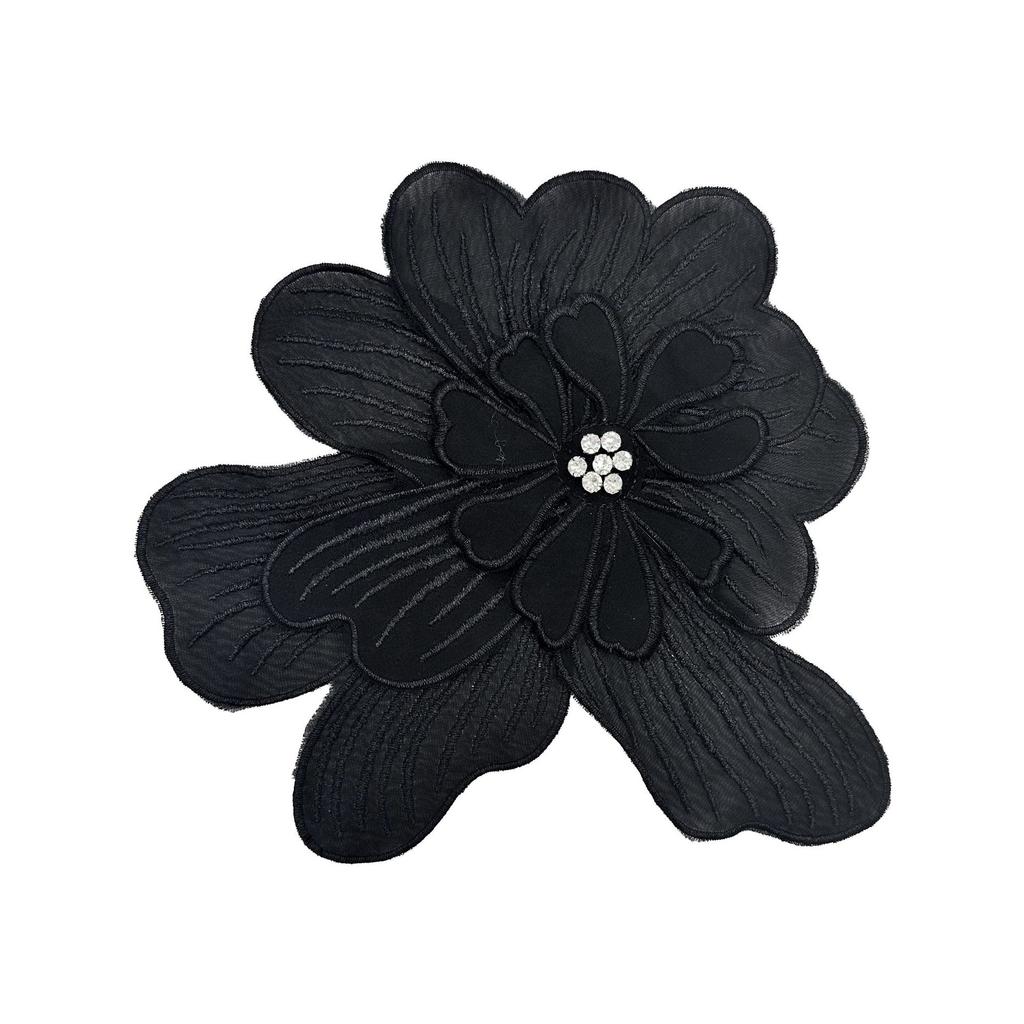 Black And White Two-Color Embroidery Nail Drill Multi-Layer Flower Clothing Wedding Dress Denim Jacket Decorative Accessories