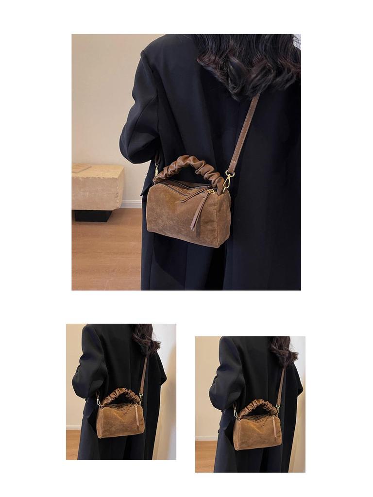 Women's Meillard Suede Crossbody Pillow Bag - Versatile Small Square for Autumn/Winter Commute