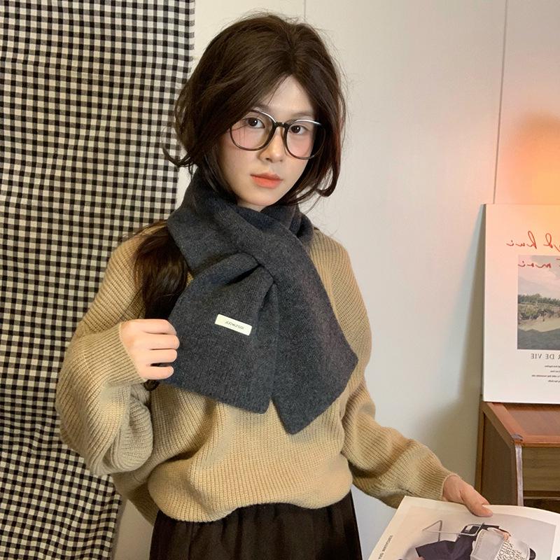 Luochi Women s 100% Wool Scarf - Korean Style, Solid Color, Versatile Autumn/Winter Warmth Over 175cm серый