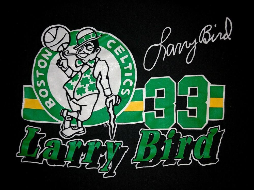 Vintage 80s TShirt Larry Bird Black unisex Shirt Unisex T-Shirt XL