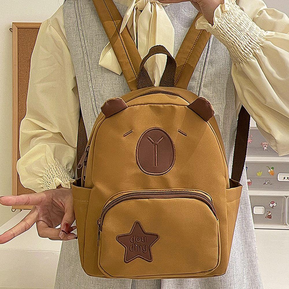 Animal Cartoon Capibala Backpack Cartoon Capybara Shoulders Bag  Daily Commute