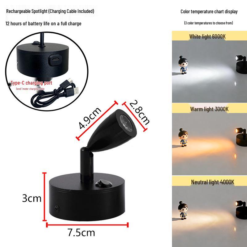 Wireless Jewelry Display Spotlights for Cabinets and Desktops