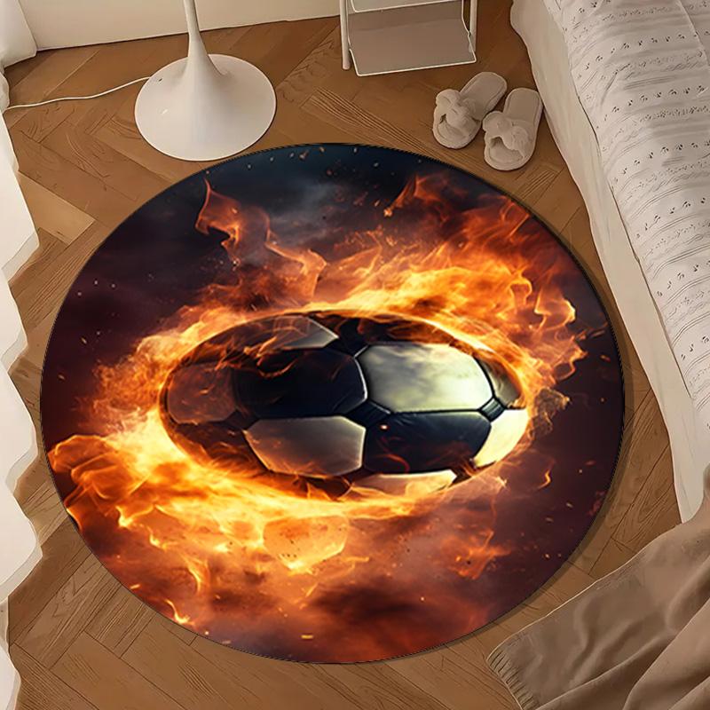 Sports Equipment Collection Round Rug for Livingroom,Bedroom, Palyroom, Chair Rug, Area Rug, Circle Carpet, Large Size Fan Christmas Gift