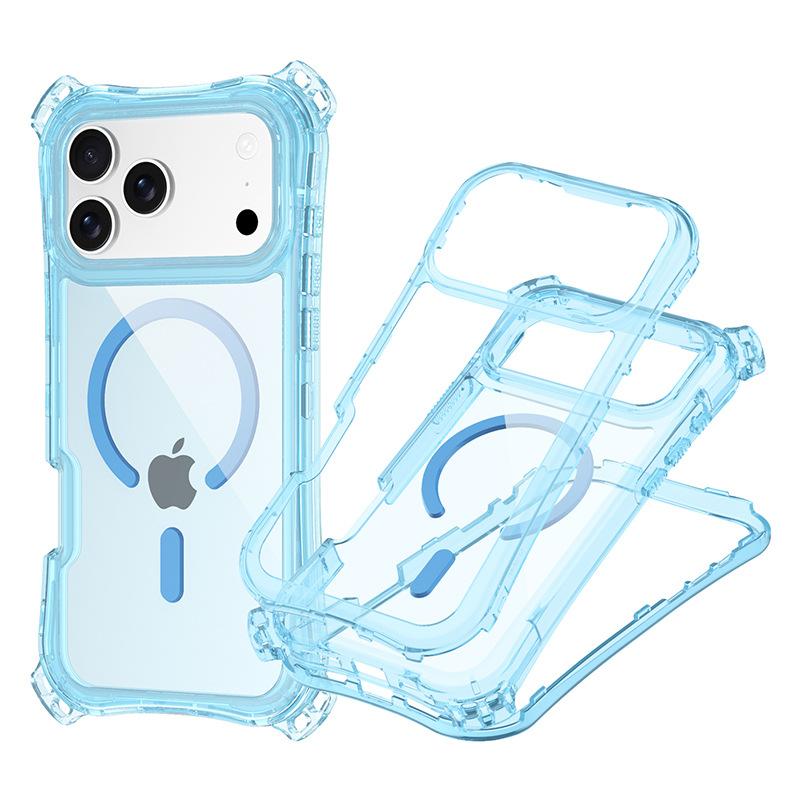 

For IP17PROMAX 3-in-1 Transparent Magnetic Phone Case Small Four Corner Hanging Rope for Apple 17 Phone Case For iPhone 16 Pro Max 6.9
