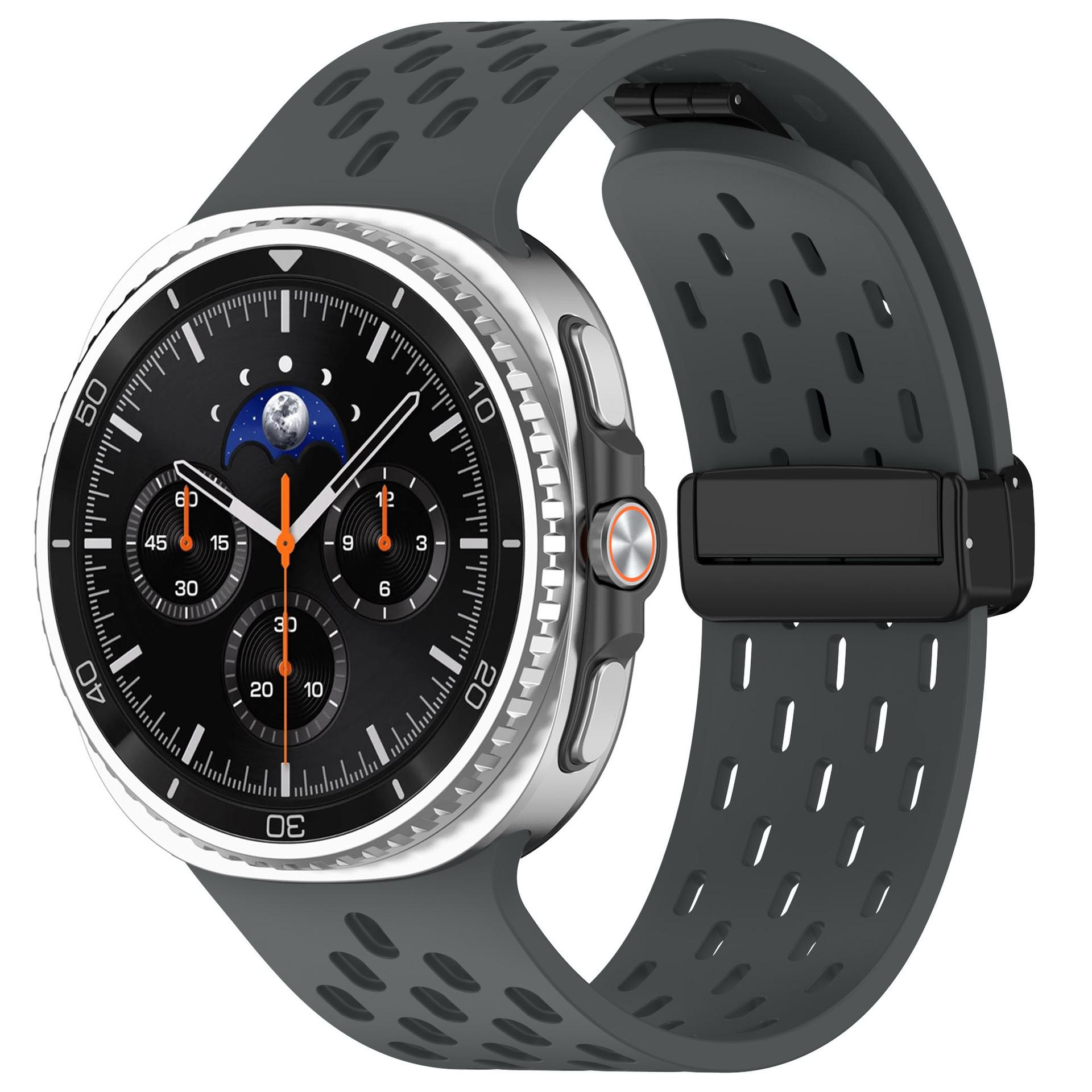 

Магнитный ремешок для Samsung Galaxy Watch 8 Classic 46 мм, силиконовый спортивный дышащий ремешок, ремешок для Galaxy Watch 8 44 мм 40 мм Galaxy Watch 8 44mm темно серый