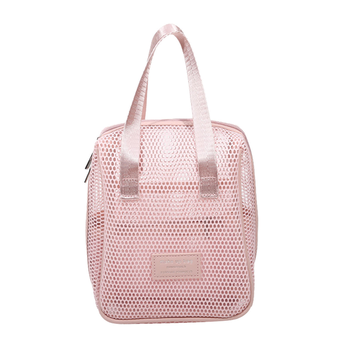 

Дорожная портативная косметичка большой вместимости на молнии, сетчатая косметичка-органайзер, повседневная сумка с несколькими отделениями и карманами для туалетных принадлежностей розовый