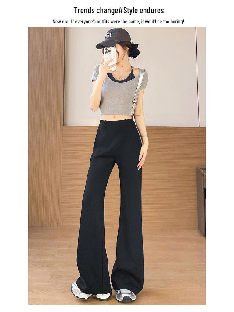 Petite Low-Rise Micro-Flare Wide-Leg Casual Sweatpants - Slimming, High-End 2026 Spring Collection