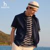 HAZZYS Men's Cotton-Linen Embroidered Pocket Short Sleeve Shirt