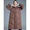 European down jackets for women's new high-end fashion over the knee hooded long thickened winter popular coat tide