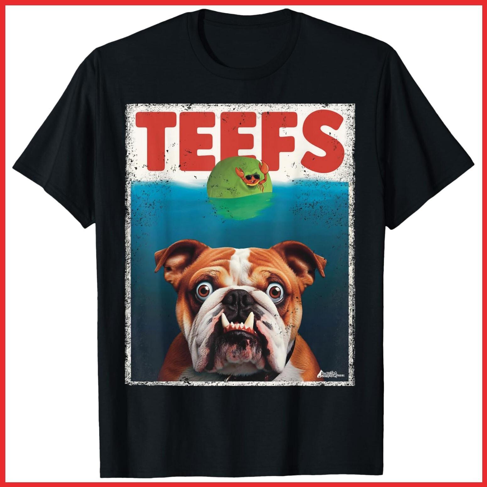 Funny English Bulldog Bully Jowls Paws Black Cotton T-Shirt S-5XL S