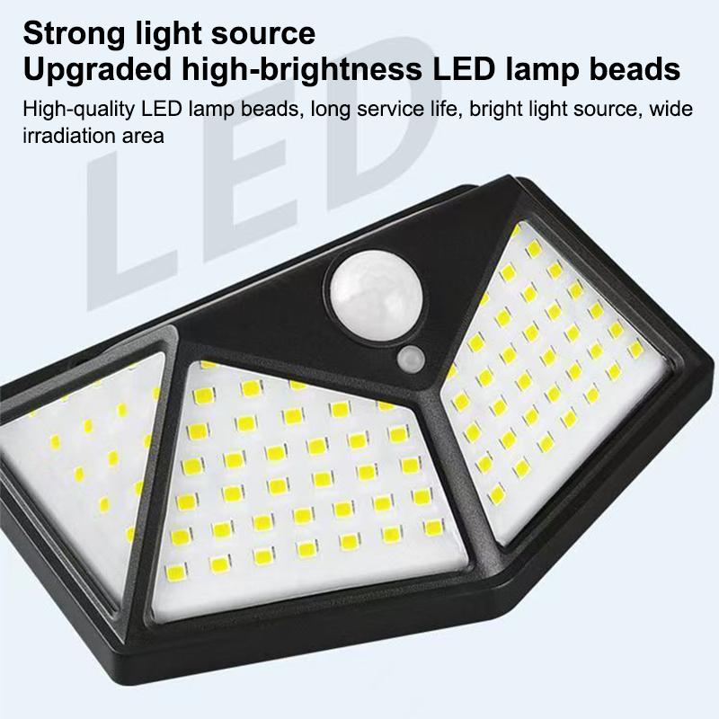 100 Led Solar Wall Lights Pir Motion Sensor Wall Light Outdoor Waterproof Ip65 Solar Powered For Fence Post Yard Pathway