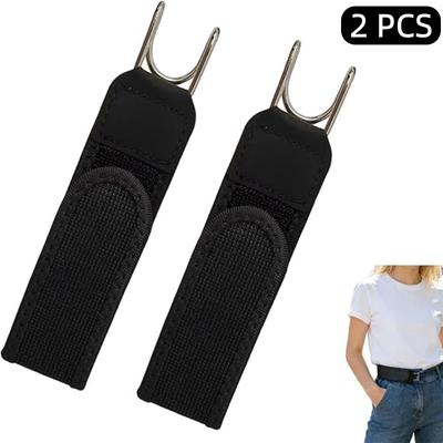 2x Tactical Metal Hook Elastic Belt Buckle-Less Invisible Waist Belt Closure