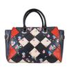 Used COACH Handbag Patchwork Flower F38210 Leather Black Navy Shoulder