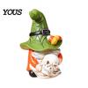 Weather Resistant Gnome Sculptures Halloween Witch Hat Figurine, Mini Wizard Resin Figurines Statue, Dwarf Sculpture Ornament for Indoor Outdoor