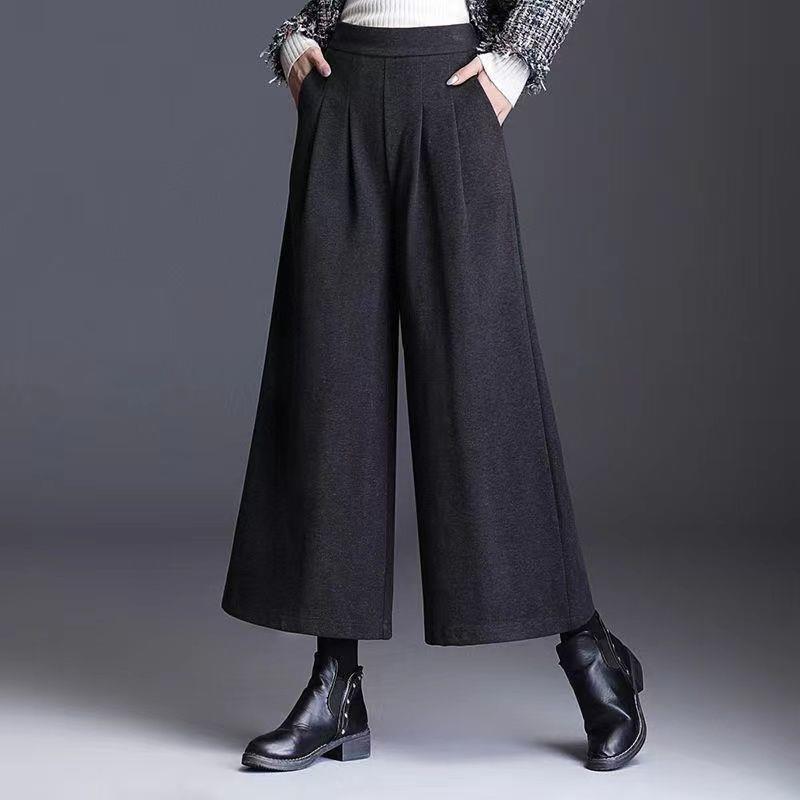 Winter Plus Size High Waist Wide Leg Casual Pants for Women