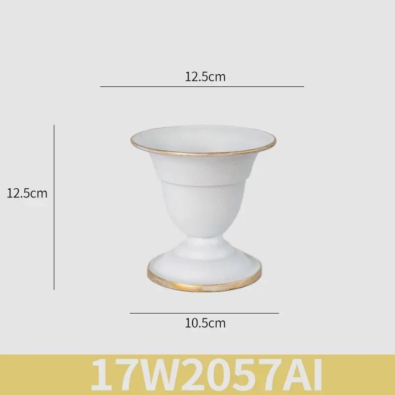 European White Iron Art Vase Florist Tall Cup Shape Flower Vase Arrangement Ornament Hotel Banquet Party Desktop Decoration