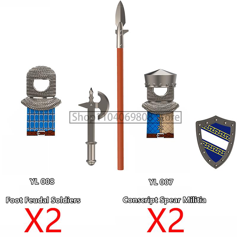 MOC Medieval Military Figures Building Blocks Castle Militia Soldier Dragon Gothic Knight Helmets Swords Shield Bricks Toys N06