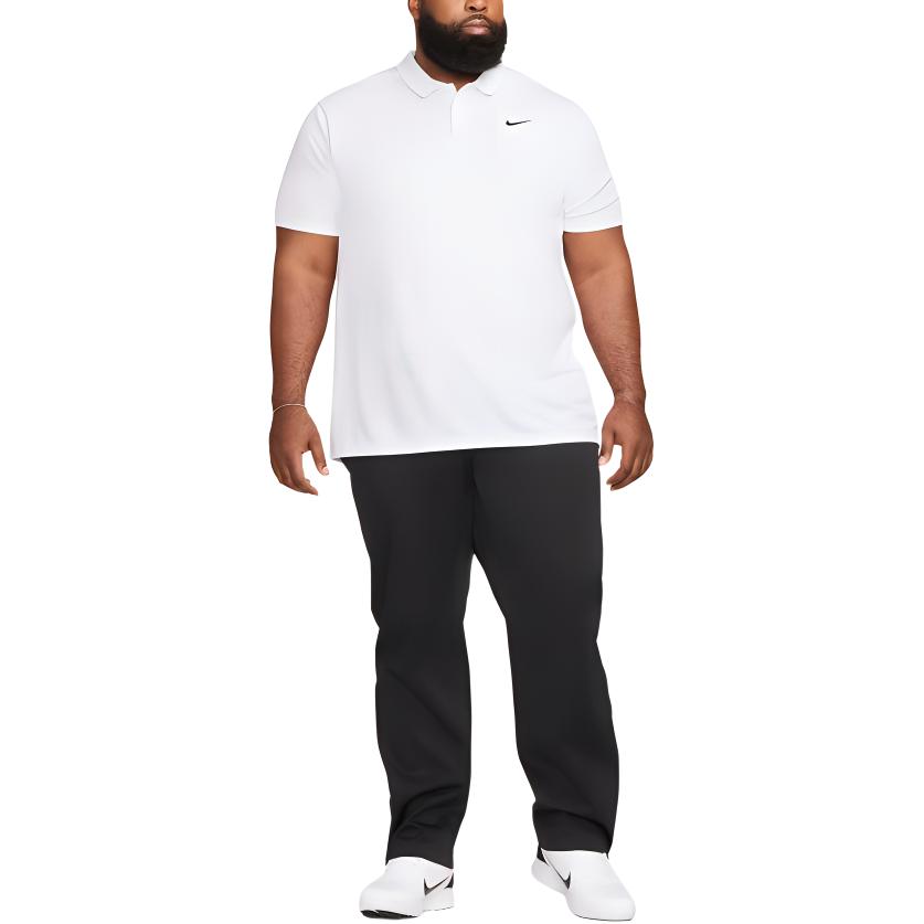 Nike Solid Color Logo Pullover Polo Shirt Men Tops White DH0822-100