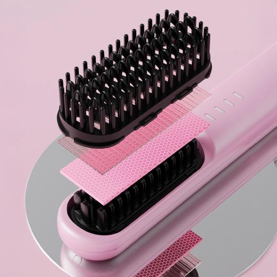 Hair Comb Cordless Straightening Brush with 30s Fast Heat Frizz-Free Smooth Styling USB-C Rechargeable Ceramic Teeth Hair Brush
