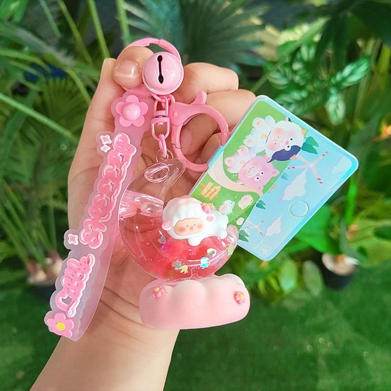 Charming Pvc Yellow Hooded Sheep Keychain Perfect Cartoon Gift And Accessory