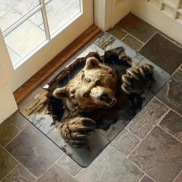 Animal Illusion Carpet Anti Slip Washable Carpet Chair Home Entrance Anti Fatigue Carpet Kitchen Living Room Rectangular Mat