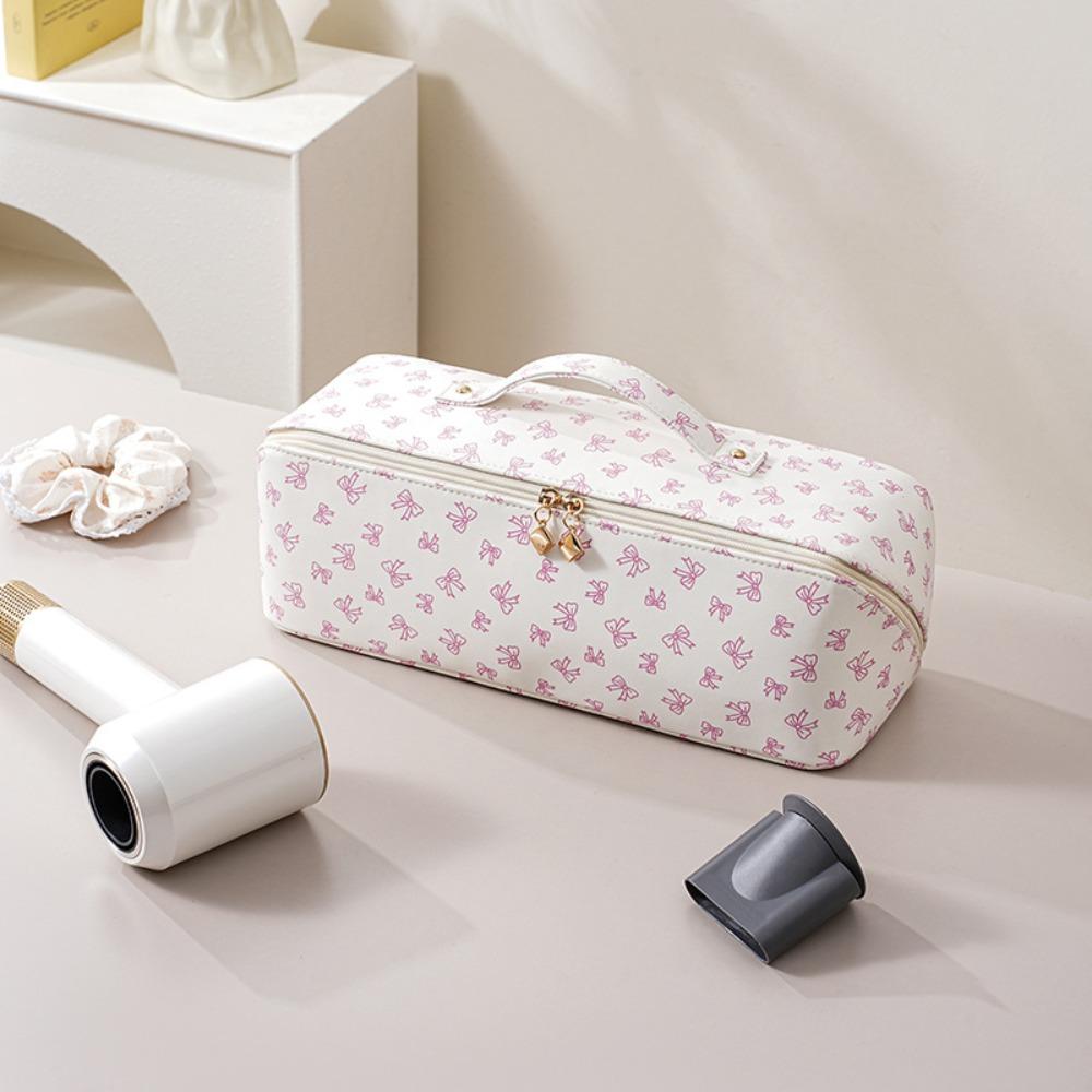 Large Capacity Hair Dryer Storage Bag PU Leather Carrying Case New Curler Storage Bag  Travel Use