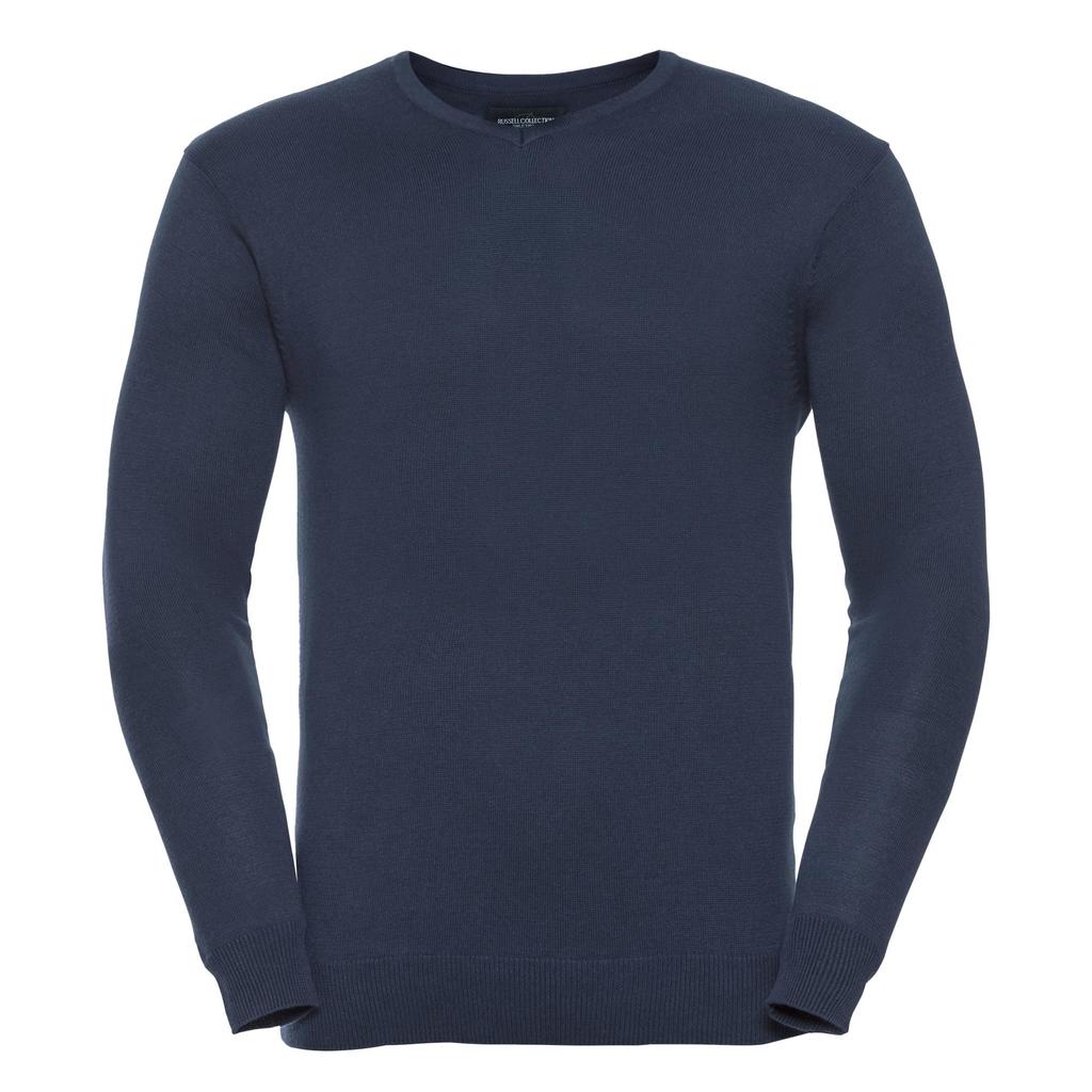 Russell Collection Mens V-Neck Knitted Pullover Sweatshirt