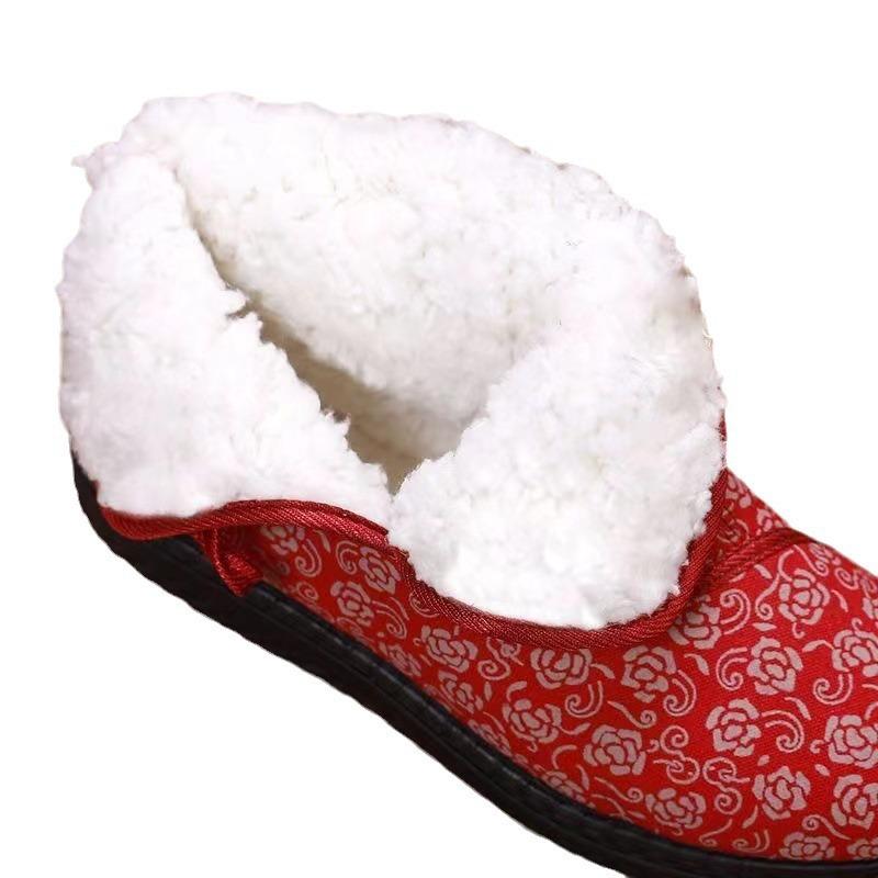 Winter cotton shoes women's thickened cotton boots velvet warm ethnic style mother cotton shoes people grandma cotton boots
