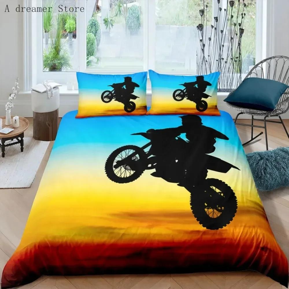 Motorcycle Race Car Bedding Set Single Twin Double Queen King Cal King Size Bed Linen Set