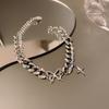 Women Exaggerated Fashion Personality Rhinestone Butterfly Cross Bracelet Hand Jewelry