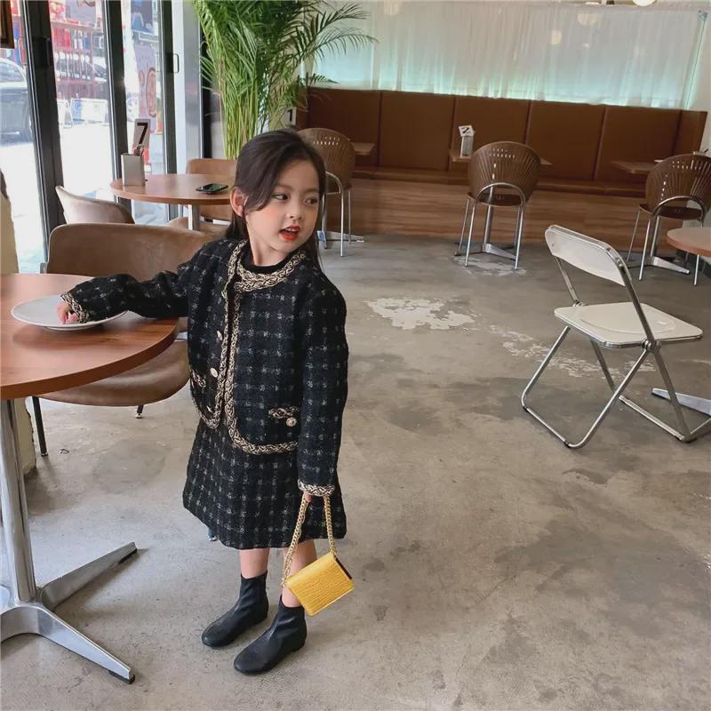 Cardigan à carreaux pour bébé fille printemps 2023 - Manteau court de style coréen