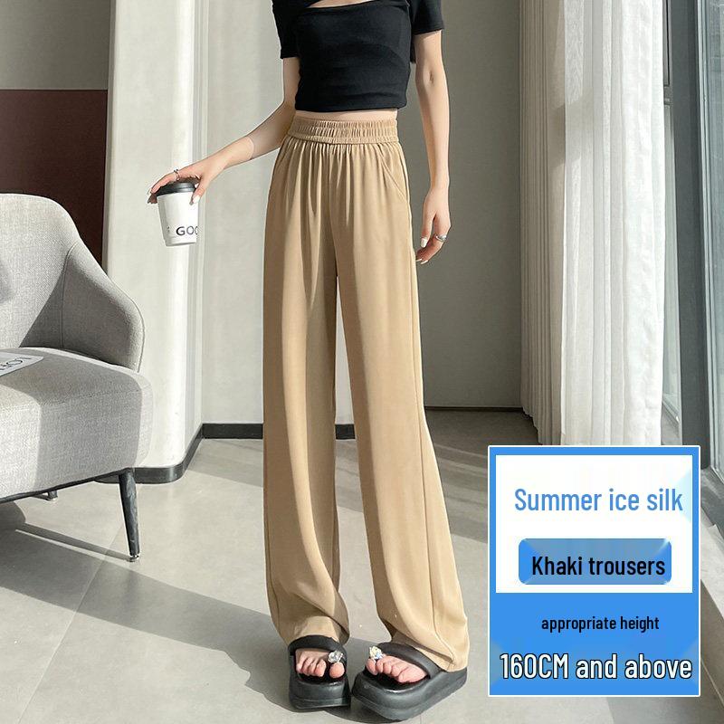 

High-Waisted Slim Casual Floor-Length Drape Pants for Daily Versatile Wear XL for 121-145 lbs
