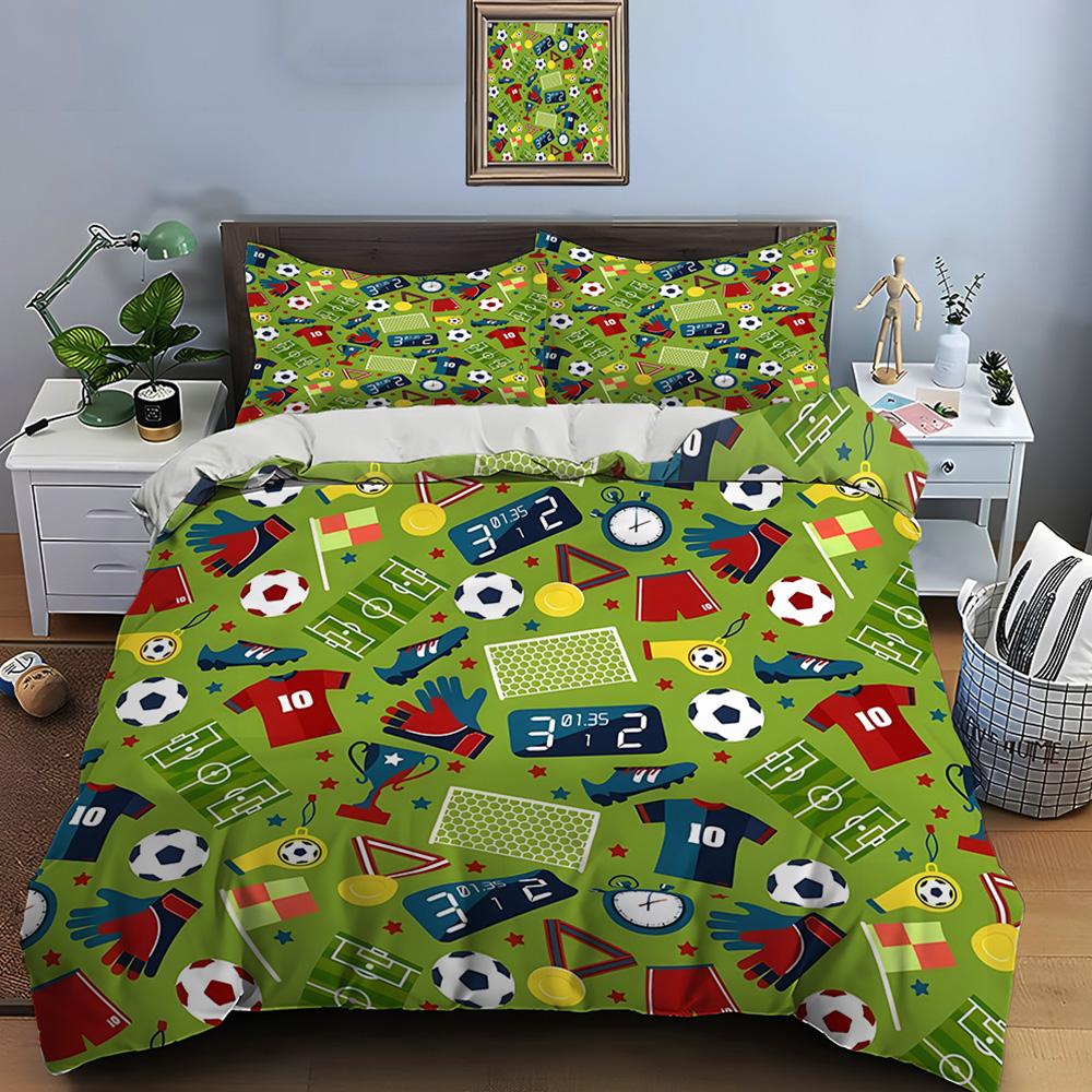 Football Print Bedding Set Sports Enthusiast Duvet Cover 1 Duvet Cover 2 Pillowcases Adult And Children Bedding Set Luxury Gifts