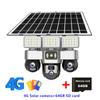 Câmera Solar 4G/WiFi, Três Lentes e Tela, Exterior, 15MP, Bateria de Baixo Consumo, Câmera IP, Detecção Humana PIR, Proteção de Segurança CCTV